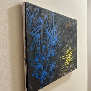 Abstract Blue and Yellow Canvas Art